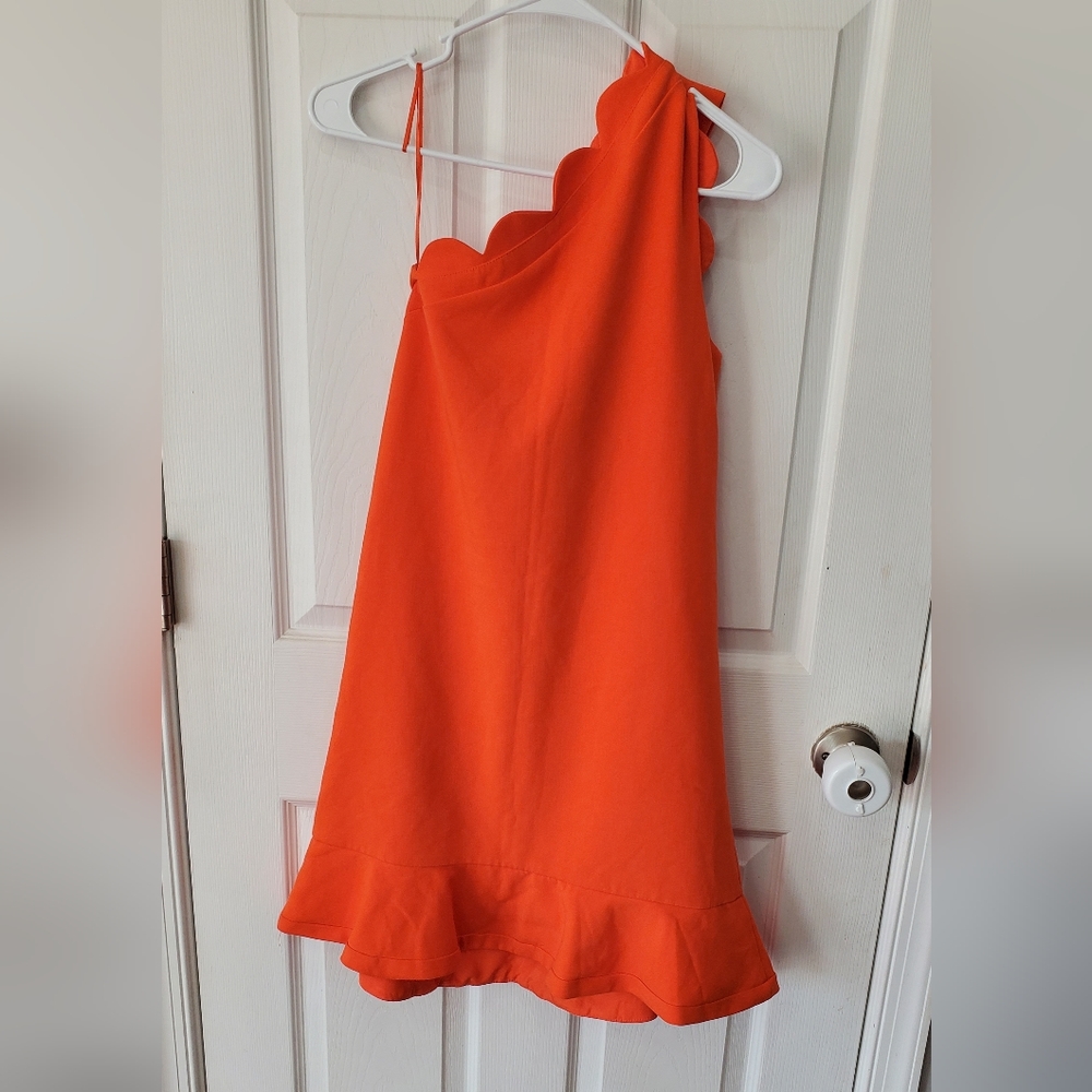 VICTORIA BECKHAM for Target Orange One Shoulder Scallop Dress Size XS NWT - Picture 6 of 12